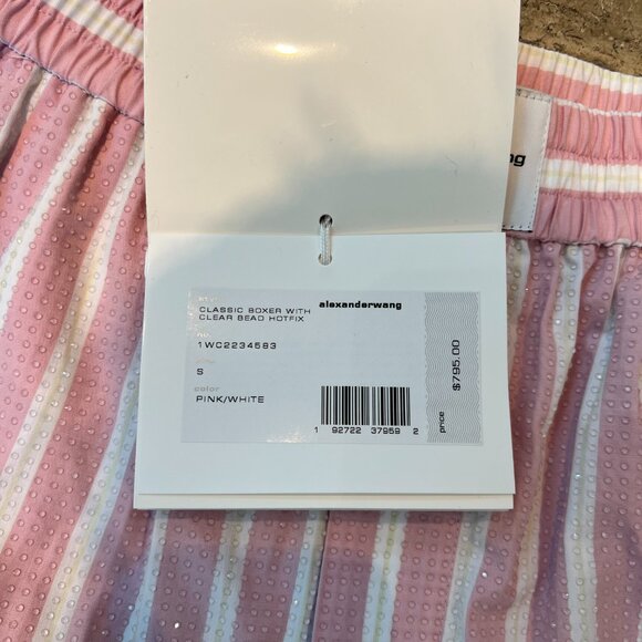 NWT Alexander Wang Classic Boxer Shorts with Clear Bead Hotfix Pink Small $795 - Picture 7 of 7